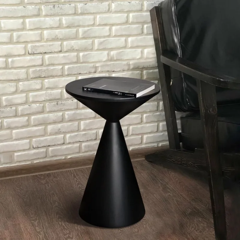 

Small Drink Table, Round Martini Table, Drum End Table Side Table, Metal Accent Table,for Small Space Living Room, Bedroom,Black