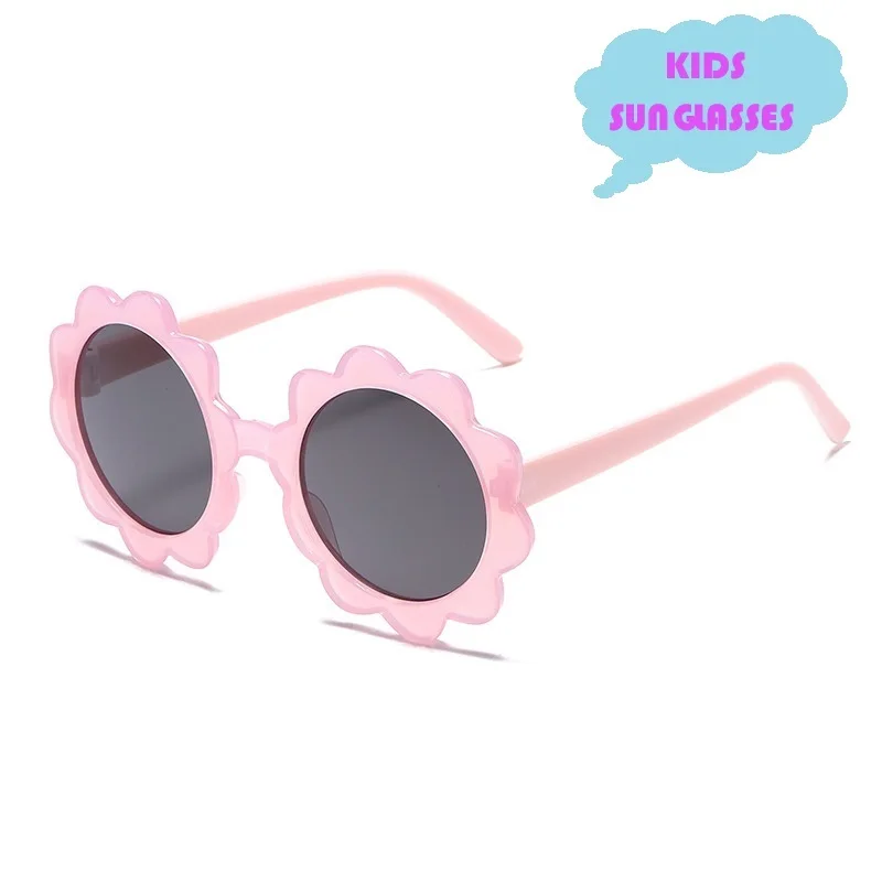 Round Cute Sunflower Children Sunglasses Fashion Shades Glasses for Kids Flower Eyeglasses Gafas De Sol Wholesale Eyewear 2024