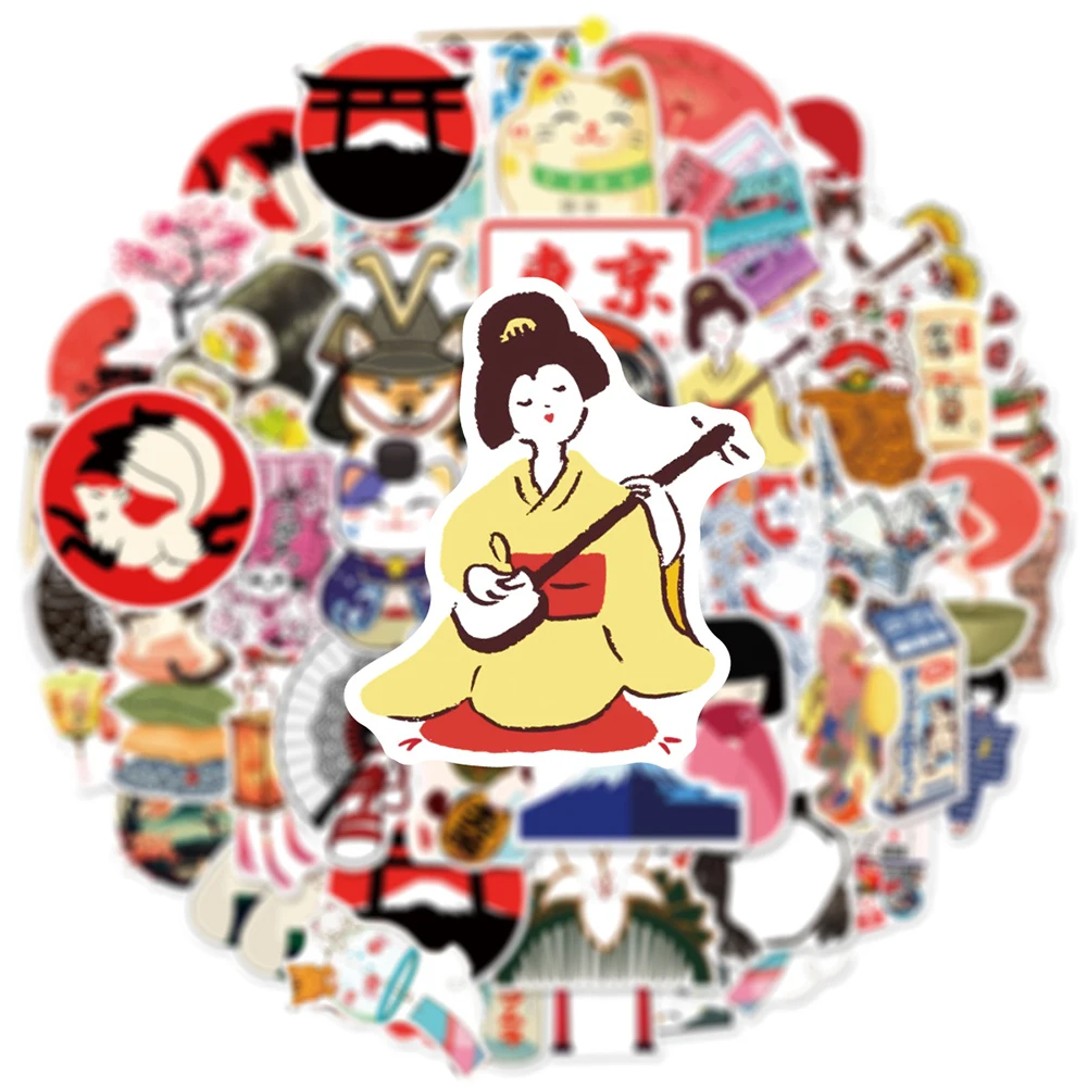 

10/30/50pcs Cartoon Japanese Style Traditional Culture Stickers Waterproof Graffiti Skateboard Phone Luggage Decoration Sticker
