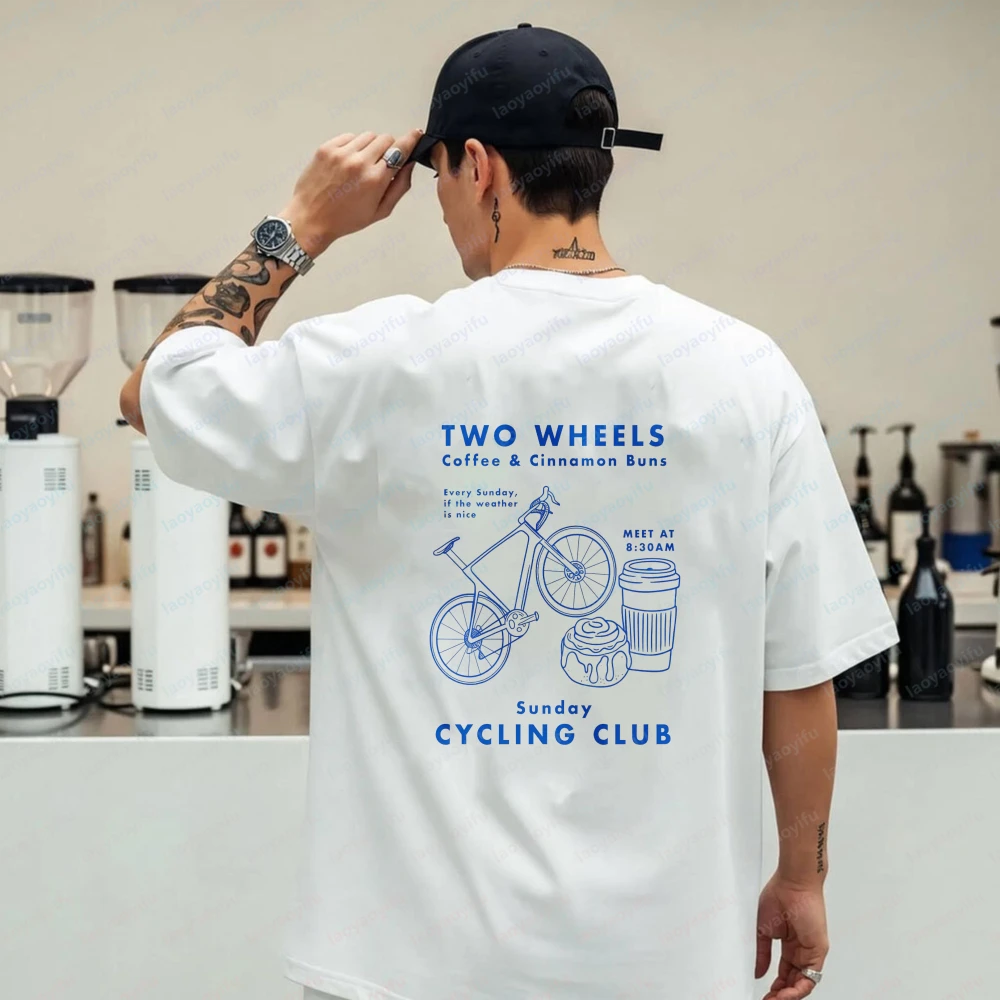 Sunday Cycling Club Tee Organic Cotton Unisex Road Bike Graphic T-Shirt Oversized T Shirt Graphic T Shirts High Quality Cotton image 2