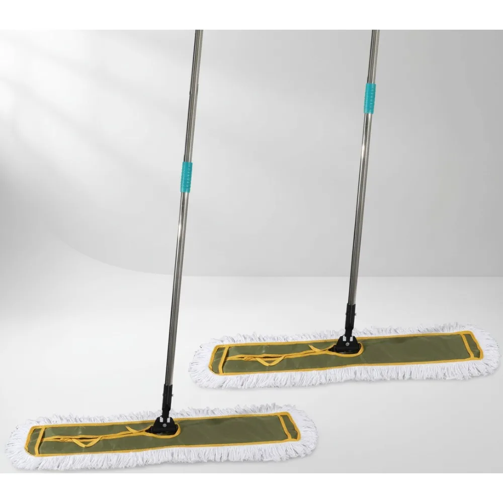 

36-Inch Heavy Duty Commercial Dust Mop Set, Stainless Steel Handle for Large Area Cleaning in Factory, Mall, Garage