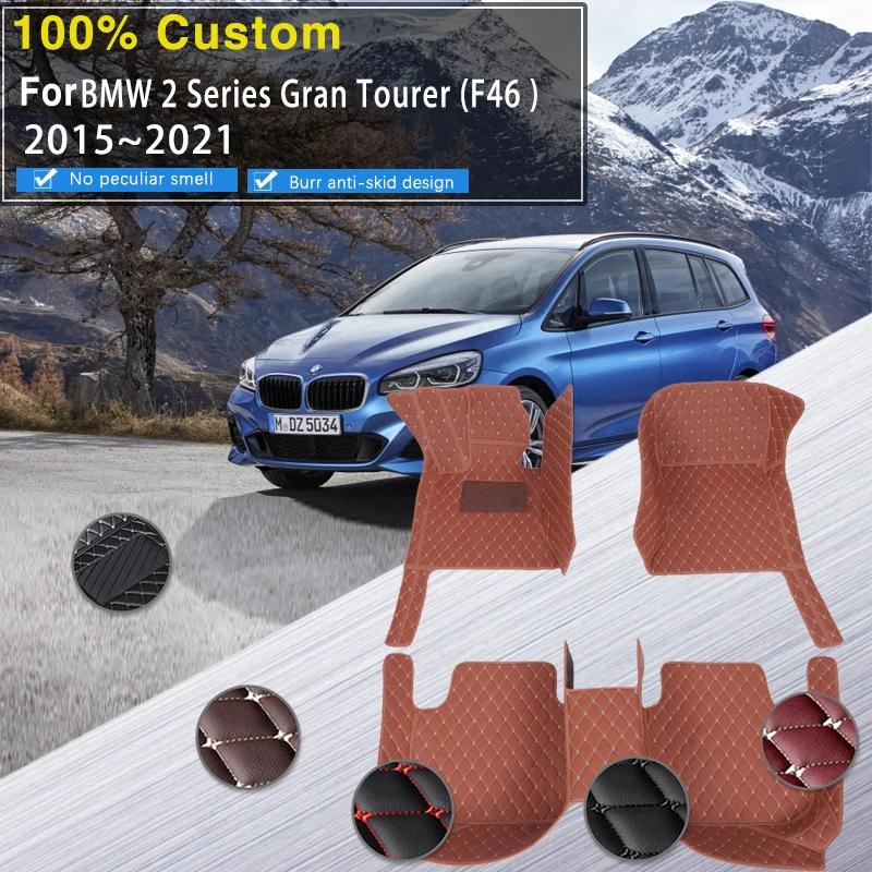 

Leather Car Floor Mat For BMW 2 Series Gran Tourer F46 2015~2021 5seat Waterproof Car Mats Full Set Alfombrillas Car Accessories