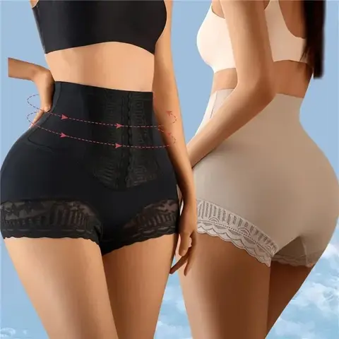 여성 Shapewear 팬티 높은 허리 플랫 배꼽 반바지 엉덩이 기중 장치 바디 셰이퍼 슬리밍 속옷 산후 배꼽 쉐이핑 팬티