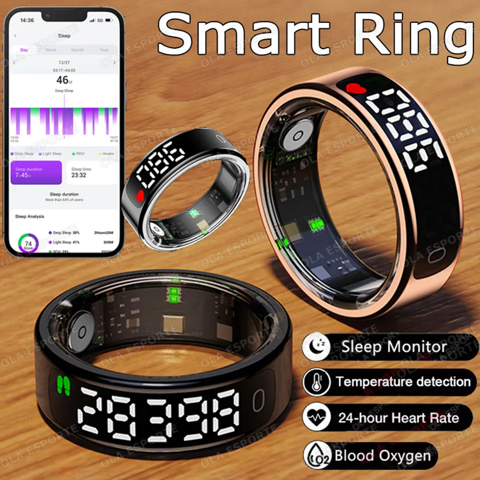 شاشة عرض LED حلقة ذكية 2025 معدل ضربات القلب الأكسجين في الدم مراقبة النوم IP68 حلقة مقاومة للماء أوضاع رياضية متعددة خواتم Pk R11