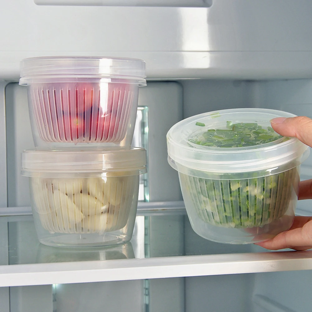 

8Sets Drain Sealed Box Safe Odor-Free ABS Material Spiral Cover Onion Garlic Ginger Storage Cup Refrigerator Kitchen Use