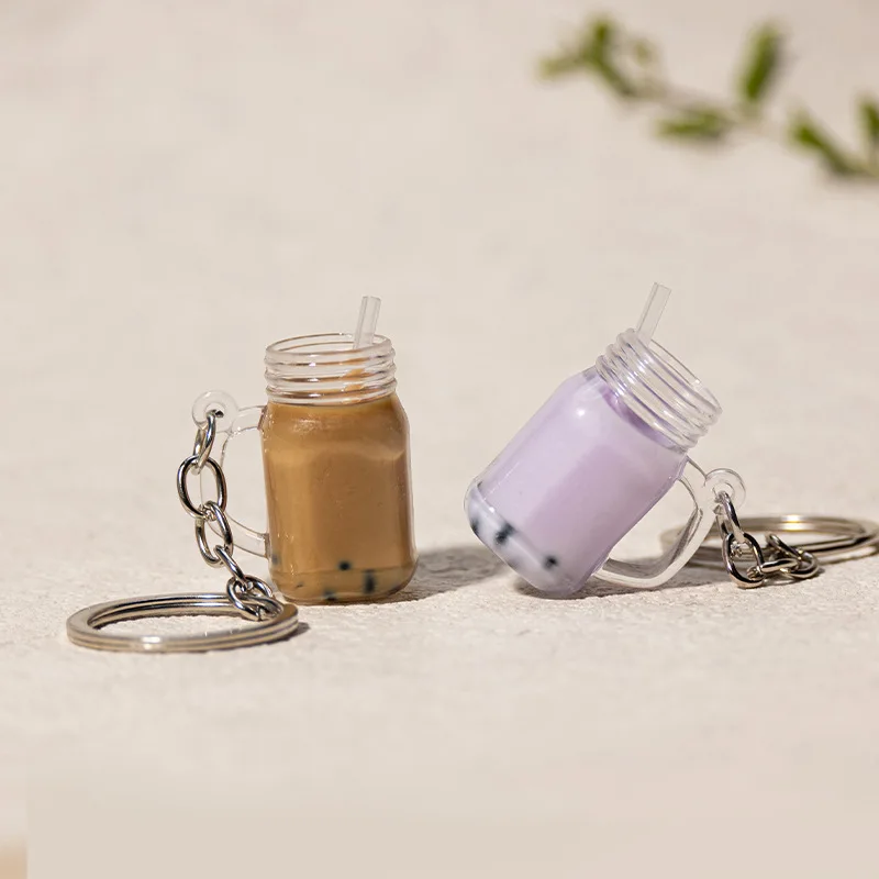 

Pearl Milk Tea Pendant Creative Pearl Milk Tea Key Holder Milk Tea Cup Keychain Brightly Colored For Bag Decoration Car Interior