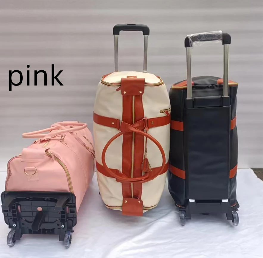 Large Capacity Trolley Travel Bag Pull Cart Trolley Bag Fashion Portable Folding Fitness Bag Woman Men Go Outdoor Creative Bags