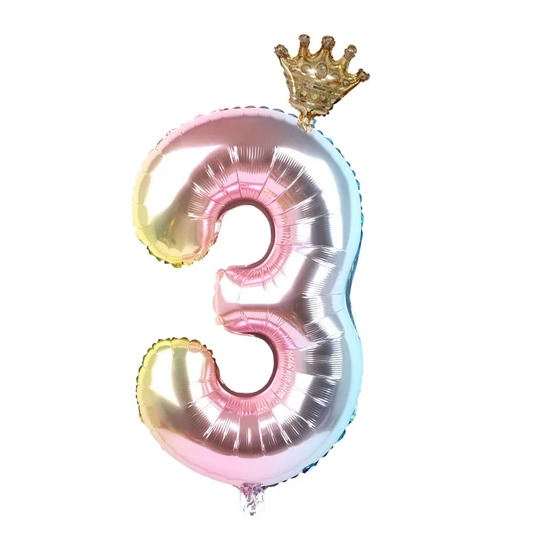 

32inch Rainbow Gradient Colorful Number Foil Balloons for Kids Boy Girl 1st Birthday Party Decoration Rose Gold Figures Globos