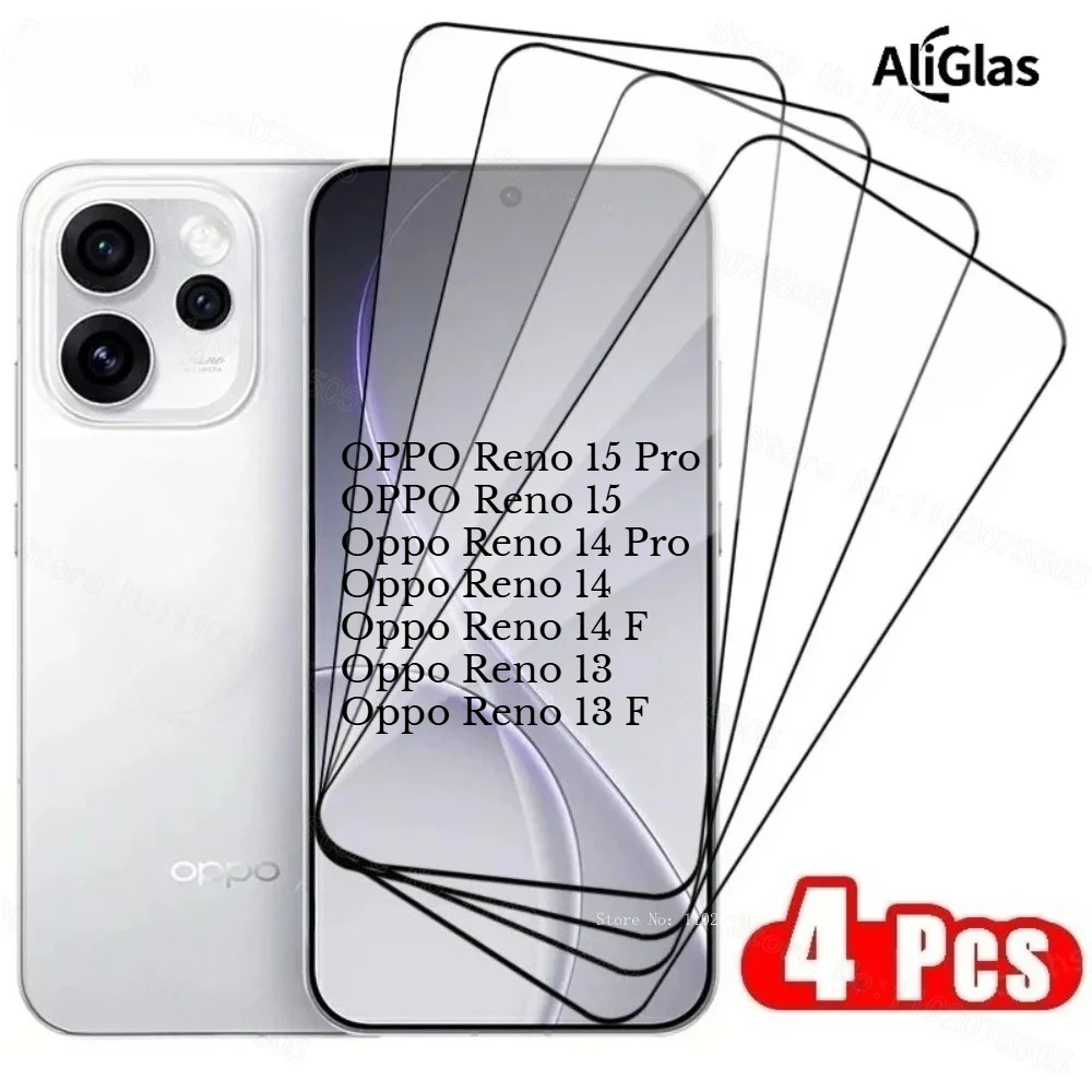 

4Pcs 9H Tempered Glass For OPPO Reno 15 Pro 14 Pro Screen Protector Protective For OPPO Reno 14F 13F High Definition Film