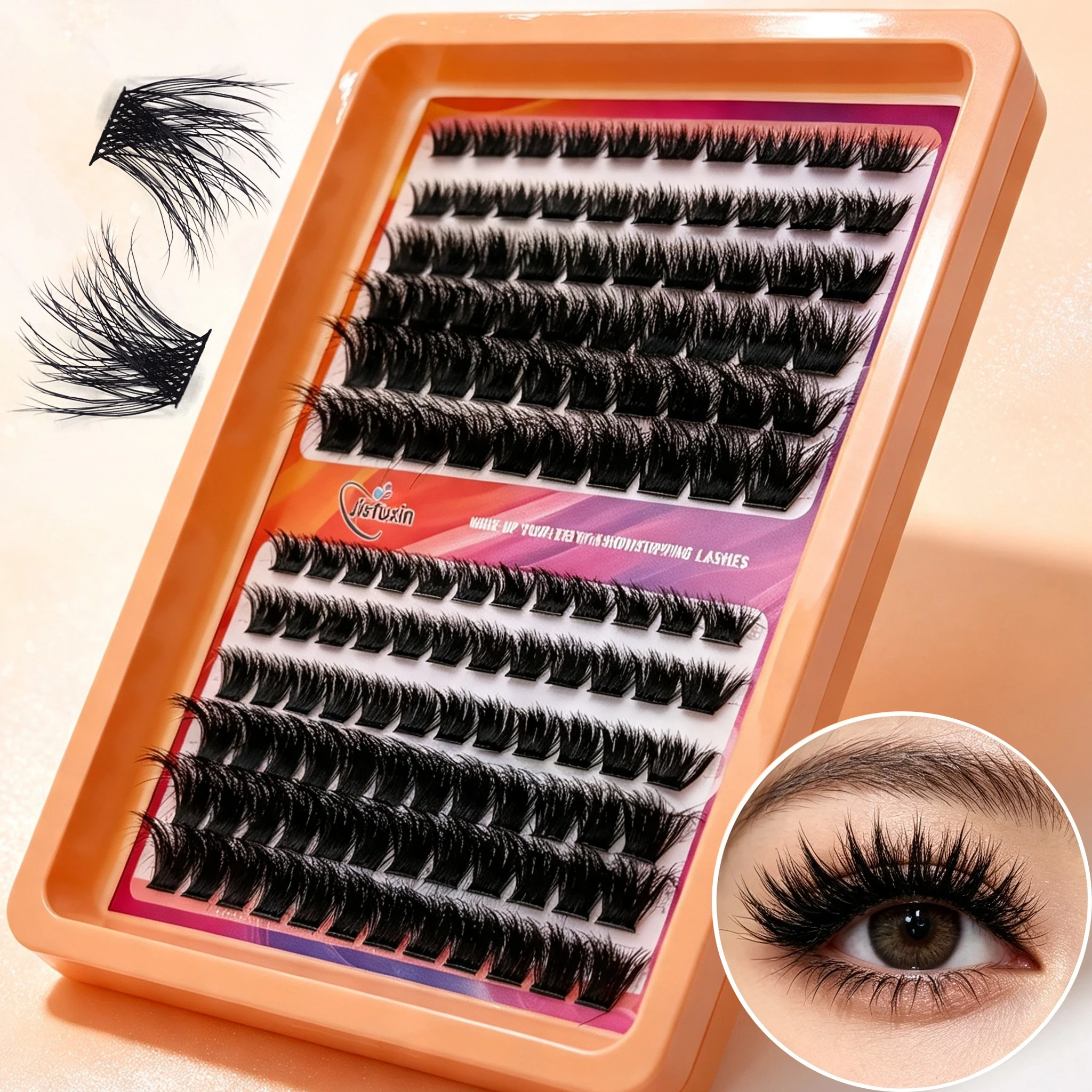 Flauschige Cluster-Wimpern D-Curl Manga-Wimpernverlängerungen DIY Natürliche Falsche Wimpern Weich für Anfänger Tägliches Augen-Make-up – Detail 1