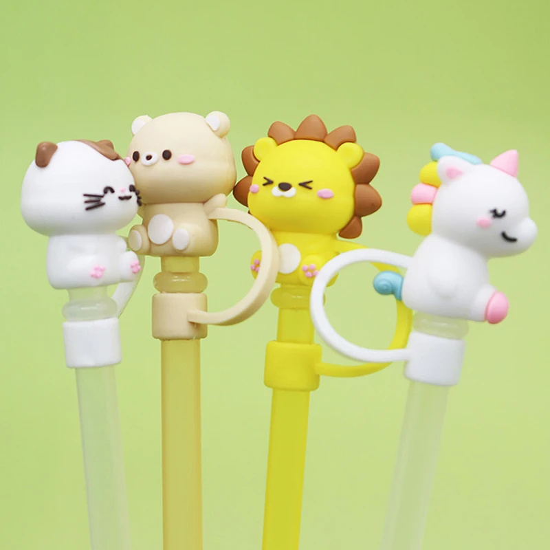 Silicone Sealing Straw Plug Reusable Drinking Dust Cap Cartoon Plugs Tips Cover Suit Kitchen Cup DIY Accesso