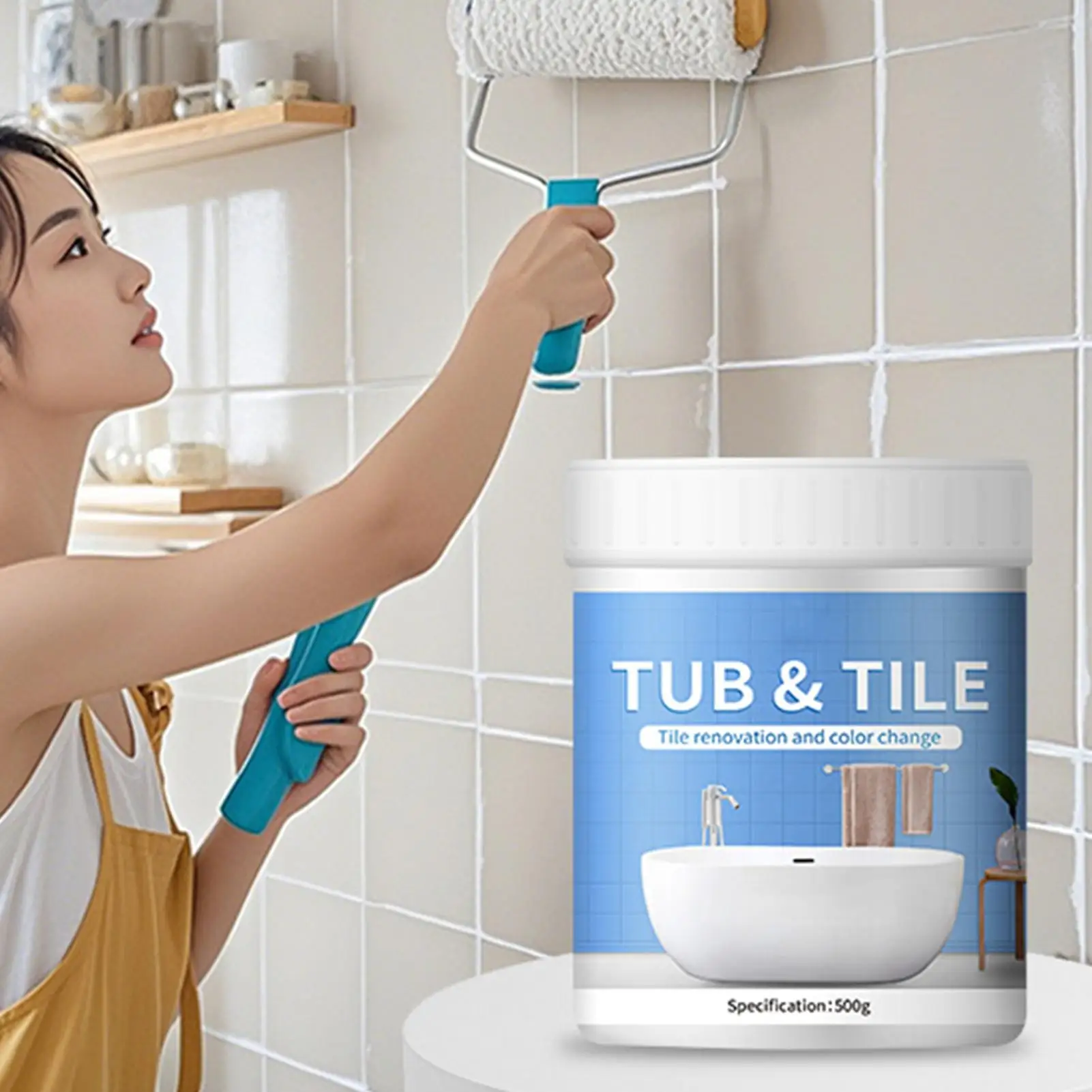 500g Color Change Tile Paint Coating Waterproof Stain Resistant Epoxy Floor Paint Home Decoration Tile Renovation Paint