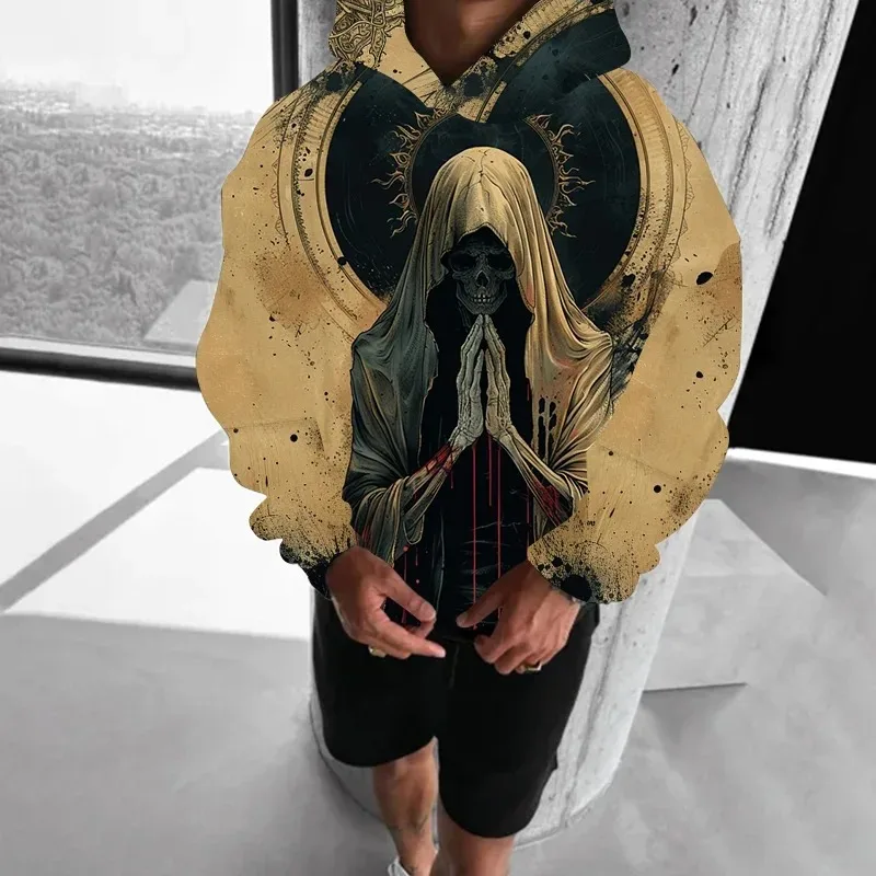 

Винтажная толстовка с 3D принтом в стиле ретро, готики, ужасов, черепа, мужская и женская спортивная одежда с длинными рукавами, уличные мужские толстовки