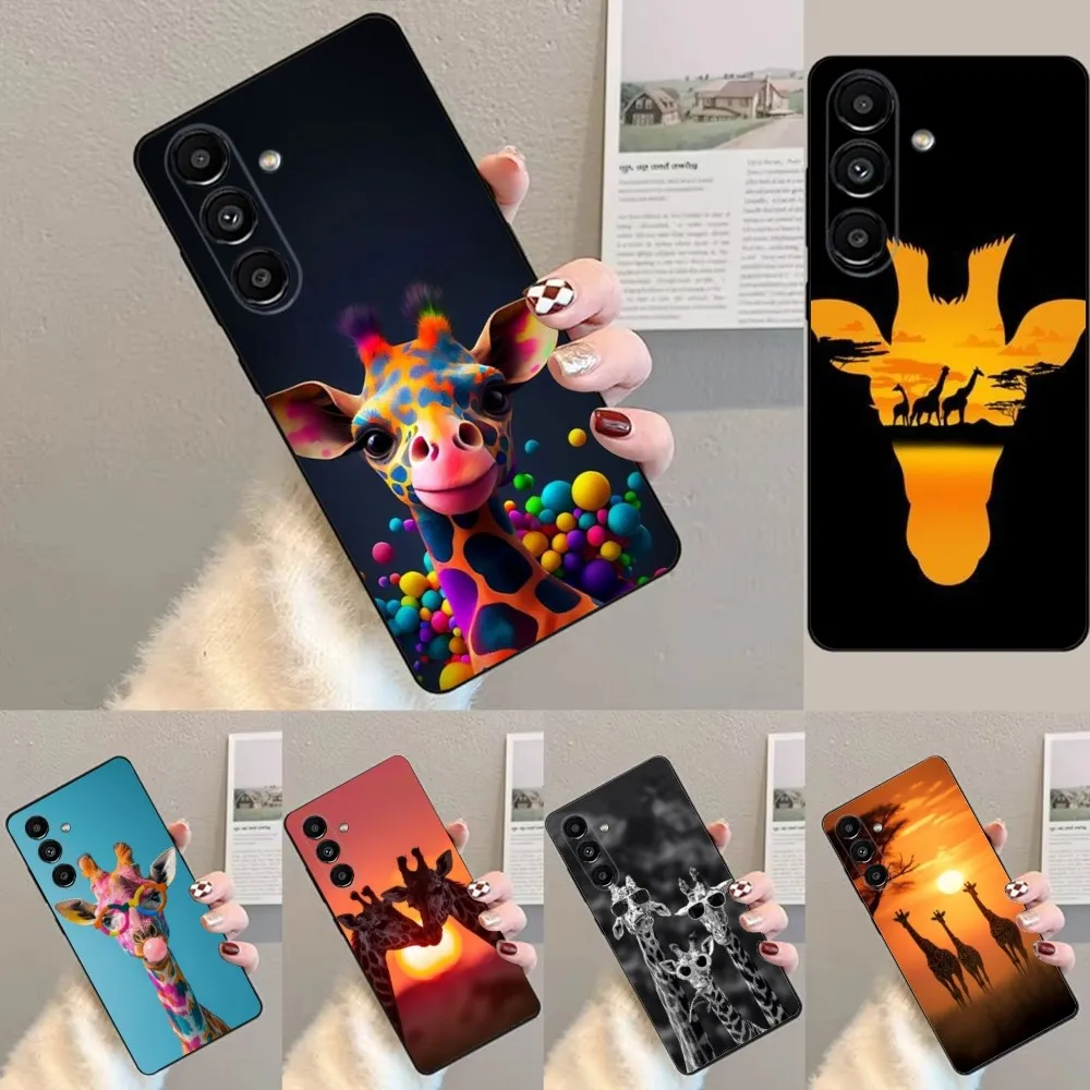 Giraffe Animal Phone Case For Samsung S24,23,22,30,21,10,9,Ultra,Plus,Lite,FE,Soft Silicone Black Cover