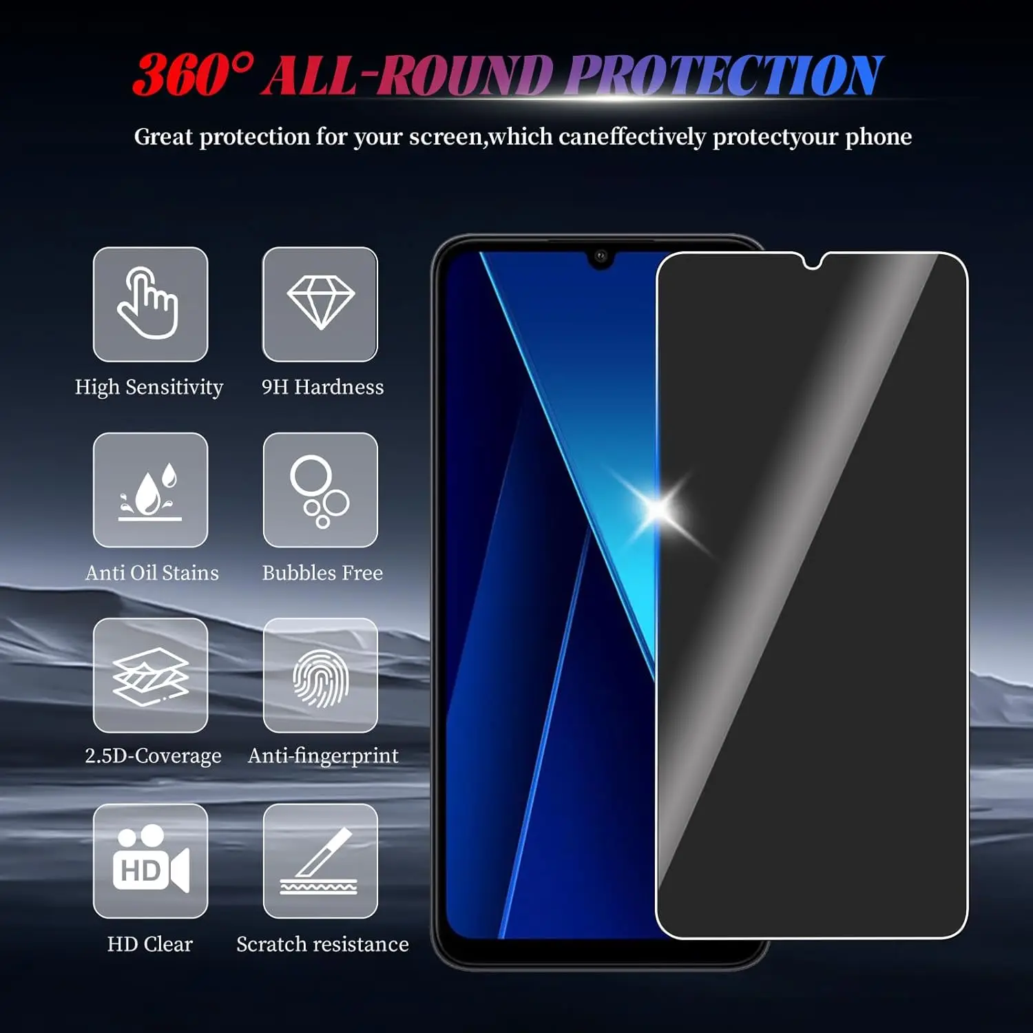 For Xiaomi POCO C65 Anti Spy Tempered Glass Screen Protector Privacy Glass