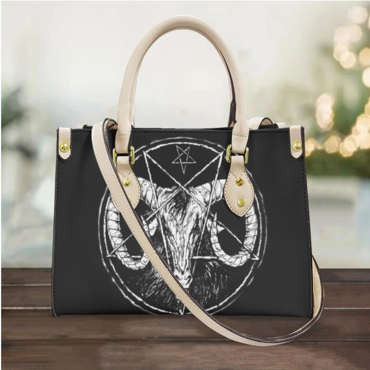 FORUDESIGNS Goat Satanic Demon Ladies Handbags Horror Style Female Tote Bags Women's Shopper Bags Street Fashion Makeup