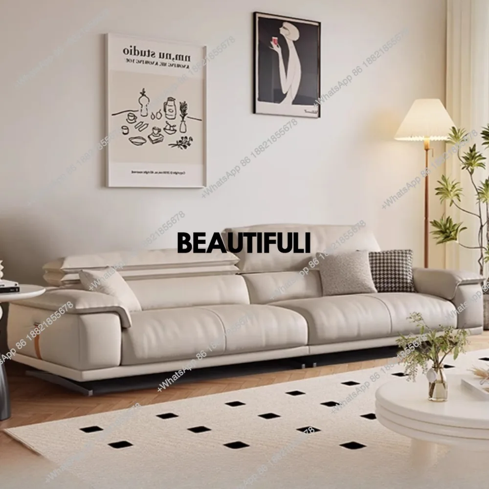 

Genuine Leather Italian Living Room Sofa Luxury Lounge Designer Minimalist Sofas Modern Family Muebles Furniture Decoration