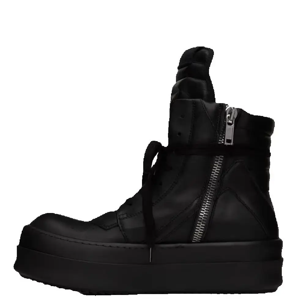 5cm Platform Thick Sole Full Grain Cowhide Leather  ROCK High Street Zipper Quality GEO-BASKET BOOTS - view 5