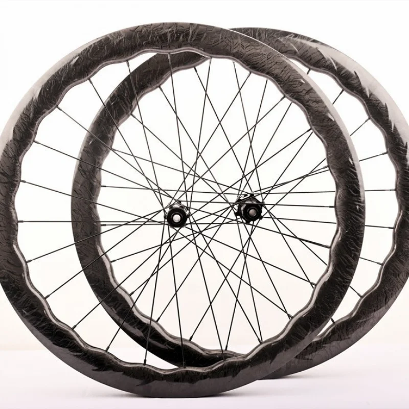 

120Ringing6Claw50MMCarbon Fiber Ultra-light Road Bike Disc Brake Center Lock Thru-axle Carbon Blade Wave-shaped Wheelset700C