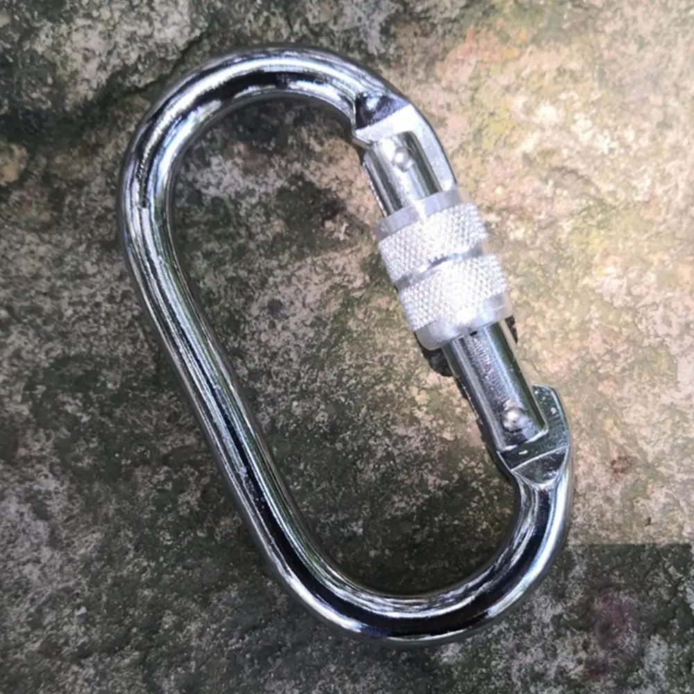 Outdoor O-Shaped Alloy Steel Main Lock Climbing Carabiner 25KN Mountaineering Hook Quickdraws Oval Backpack Buckle Keychain