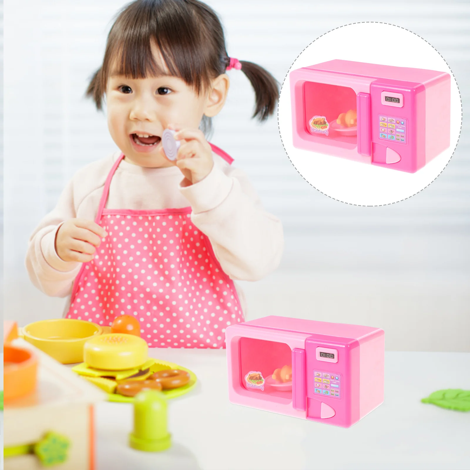 Simulation Toys Mini House Scene Decor Miniature Kids Microwave Oven Model Plastic Educational Plaything Toddler