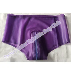 Latex Briefs Transparent Purple with Crotch Zip Sexy Fetish Panties Shorts Underwear Club Wear for Women