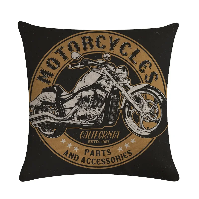 Motorcycle Poster Art Letter Print Ride Your Way Home Decoration Throw Pillow Case Vintage Motor Bike Sofa Cushion Cover