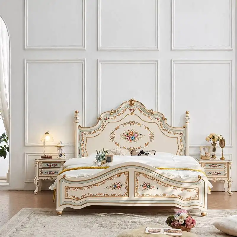 Drawers Storage Set Bed Frames Grounded Vintage Luxury Double Bed Frames Modern Storage Household Cama Box Casal Furniture Home
