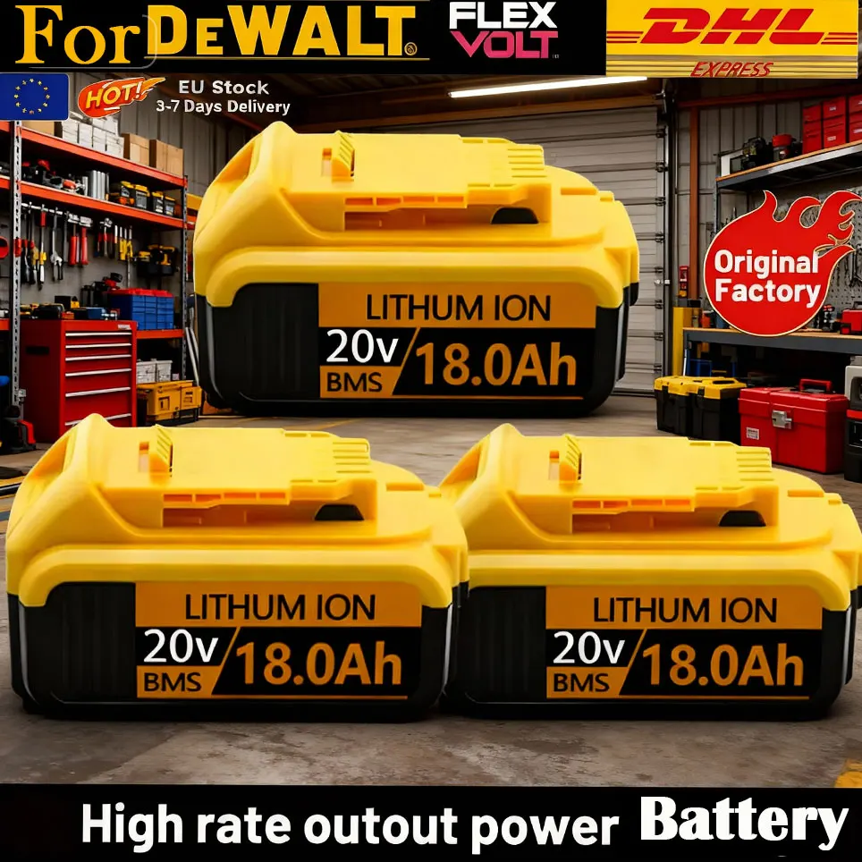 لبطارية ليثيوم أيون DEWALT 20V MAX 2-Pack وشاحن، 18.0 أمبير، مجموعة أدوات تشغيل البطارية (DCB205-2c) #1