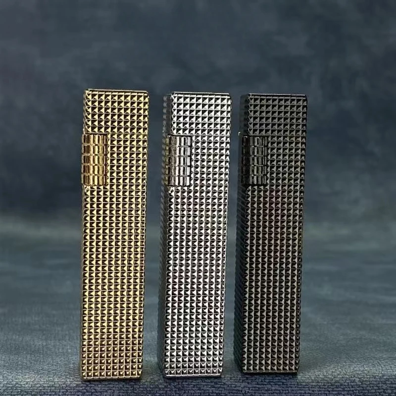 New Paris Nail Delicate Square Column Side Sliding Original Copper Creative Narrow Edition Kerosene Lighter Smoking Gift For Men