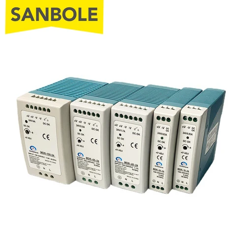 Imagen 2 del producto MDR-10W 20W 40W 60W 100W conmutación de salida única AC/DC Industrial Mini interruptor de fuente de alimentación de carril Din 5V 12V 15V 24V 36V48V fuente