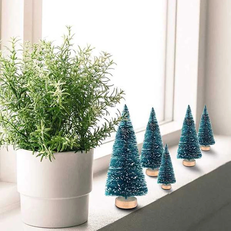 Árbol de Navidad Artificial en miniatura, pequeño, nieve, escarcha, pino, manualidades de decoración de fiesta DIY, 50 piezas