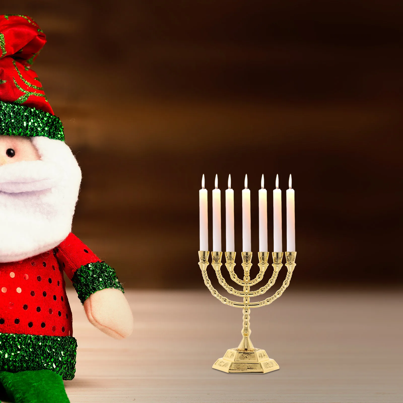 

Metal Candlestick 7 Branches Religious Hanukkah Candelabra Vintage Ornament Religion Candlesticks Ornaments Home Decor Israel