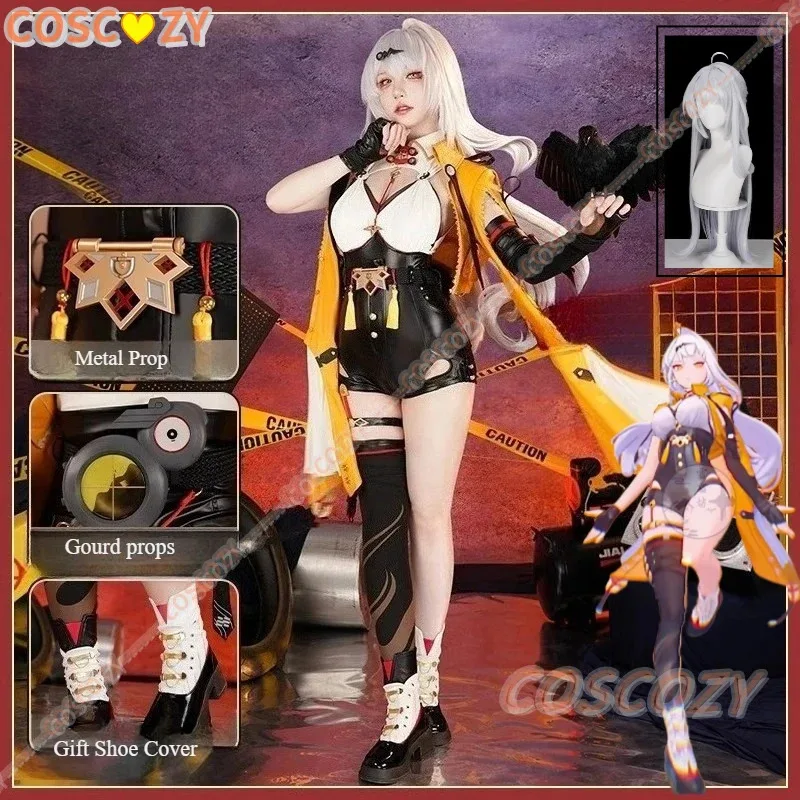 Zenless Zone Zero Anime Costume Yixuan Wig Sexy Jumpsuit Chinese Styles Coat Uniform Yellow Coat Shoe Cover Accessories