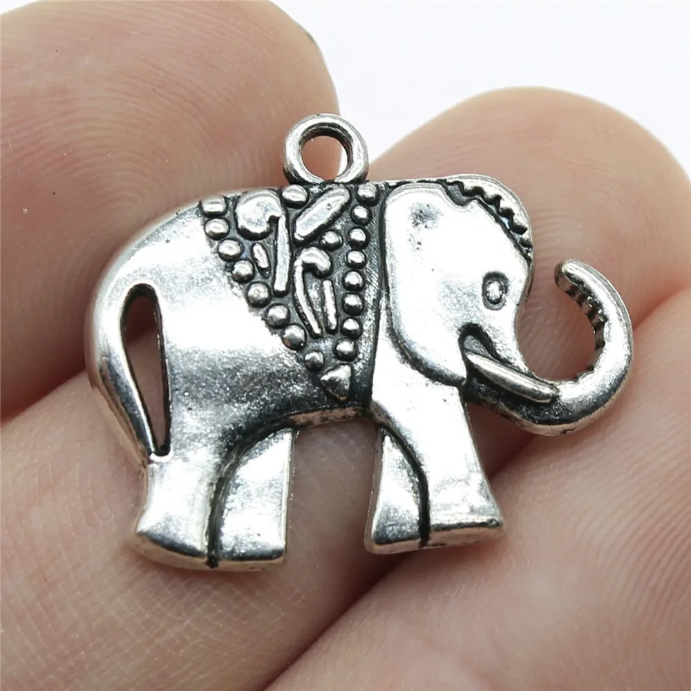 WYSIWYG 10pcs 25x21mm 2 Colors Elephant Charms Pendant For DIY Jewelry Making Handmade Jewelry Craft Findings