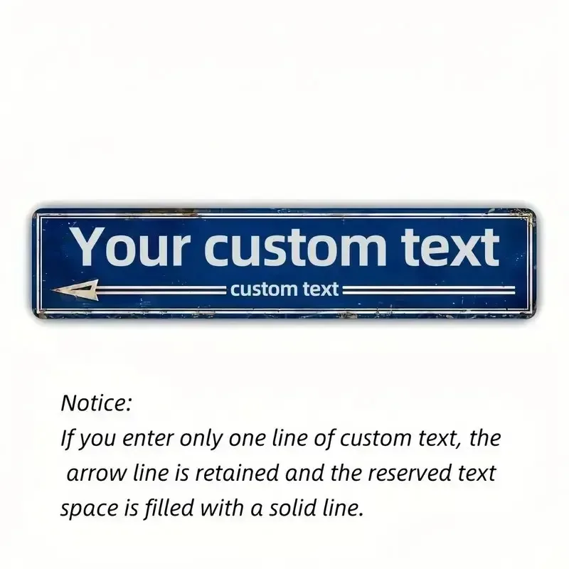 [2D Flat] Vintage Blue Direction Street Sign, Custom Two Line Text Wall Art For Home Living Space (Only For Decoration)