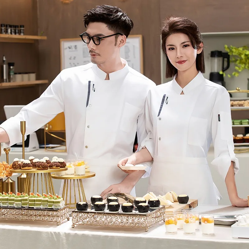 Nouveaux vêtements de chef à manches longues pour l'automne et l'hiver, vêtements de travail pour salle à manger et cuisine d'hôtel, confortables et respirants pour hommes