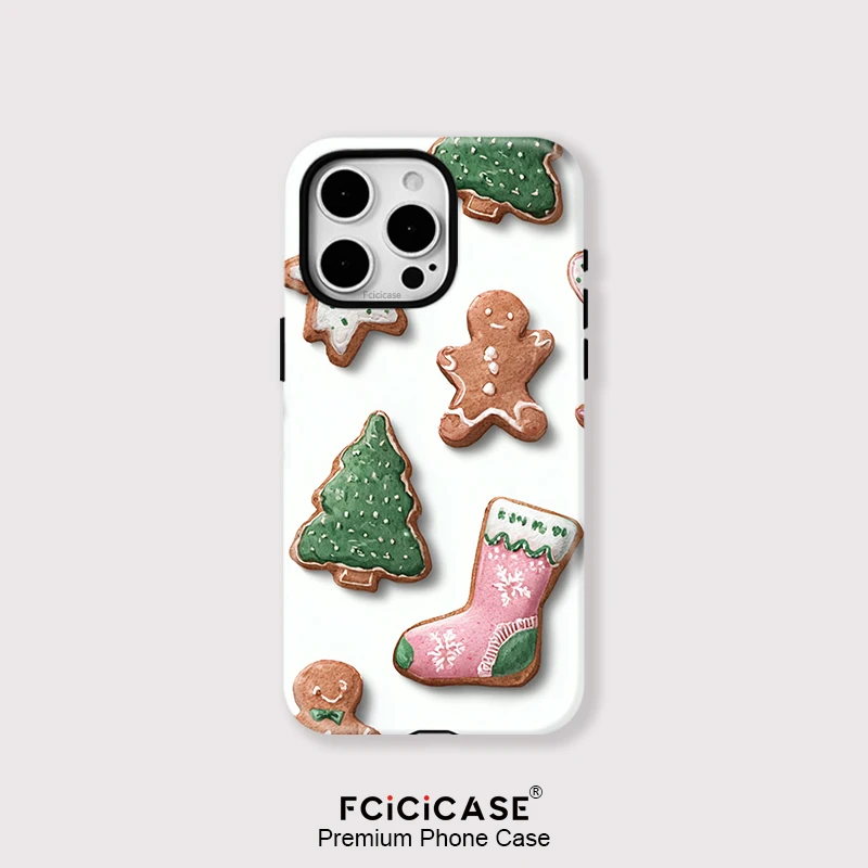 Fcicicase Phone Case For iPhone 17 Air 14 15 Plus 16 Pro Max 13 12 11 For Magsafe Magnetic Christmas Socks Tree Pattern Cover