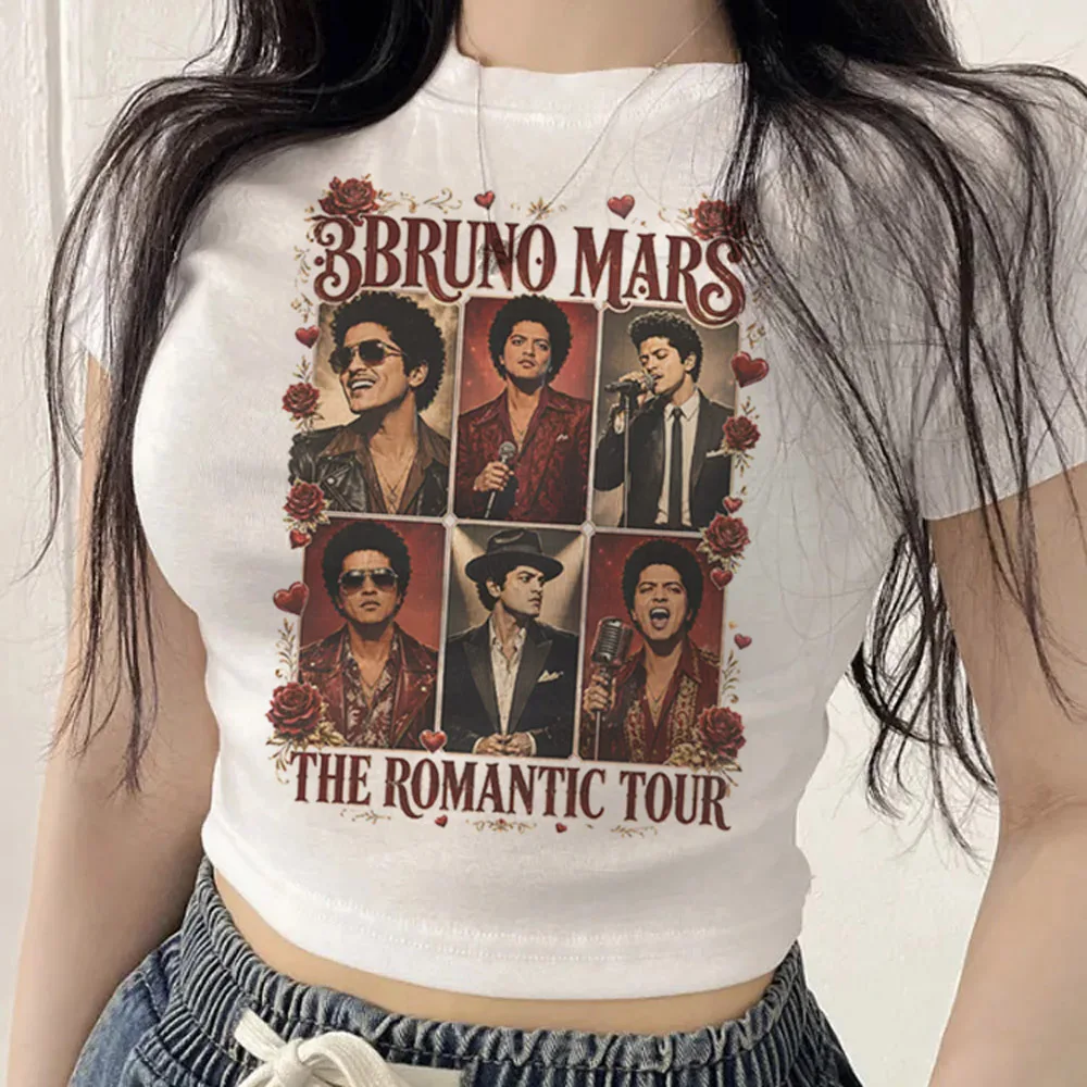 Bruno Mars crop top girl cute cutecore vintage gothic scene  t shirt vintage kawaii summer cute
