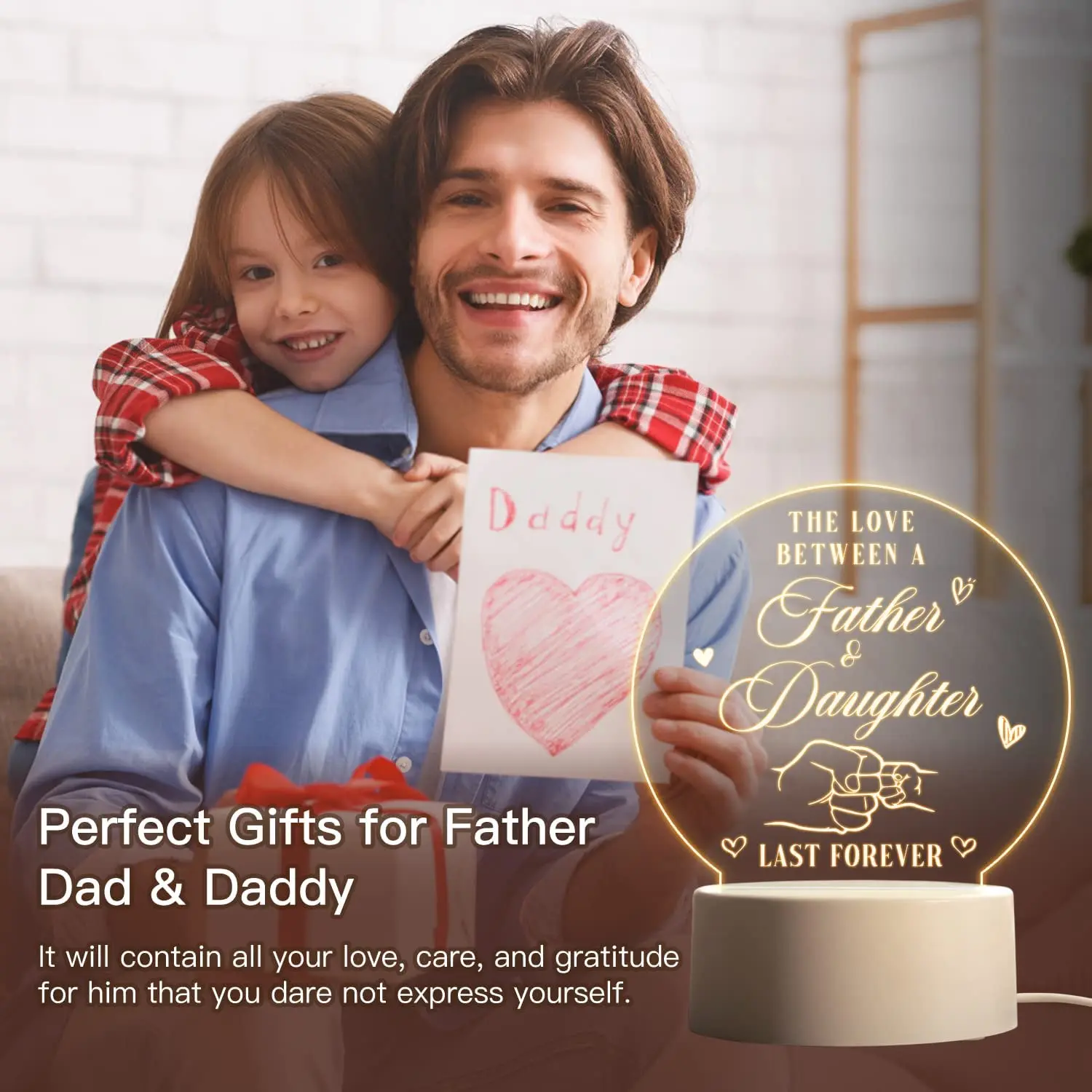 Gifts for Dad from Daughter, Gifts for Dad Night Light Engraved with Thankful Saying Dad Birthday Xmas Father\'s Day Gifts