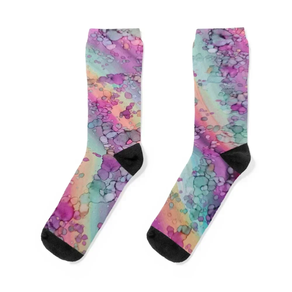 Cosmic Rainbow Alcohol Inks Socks anime anti-slip bright garter Socks Girl Men's