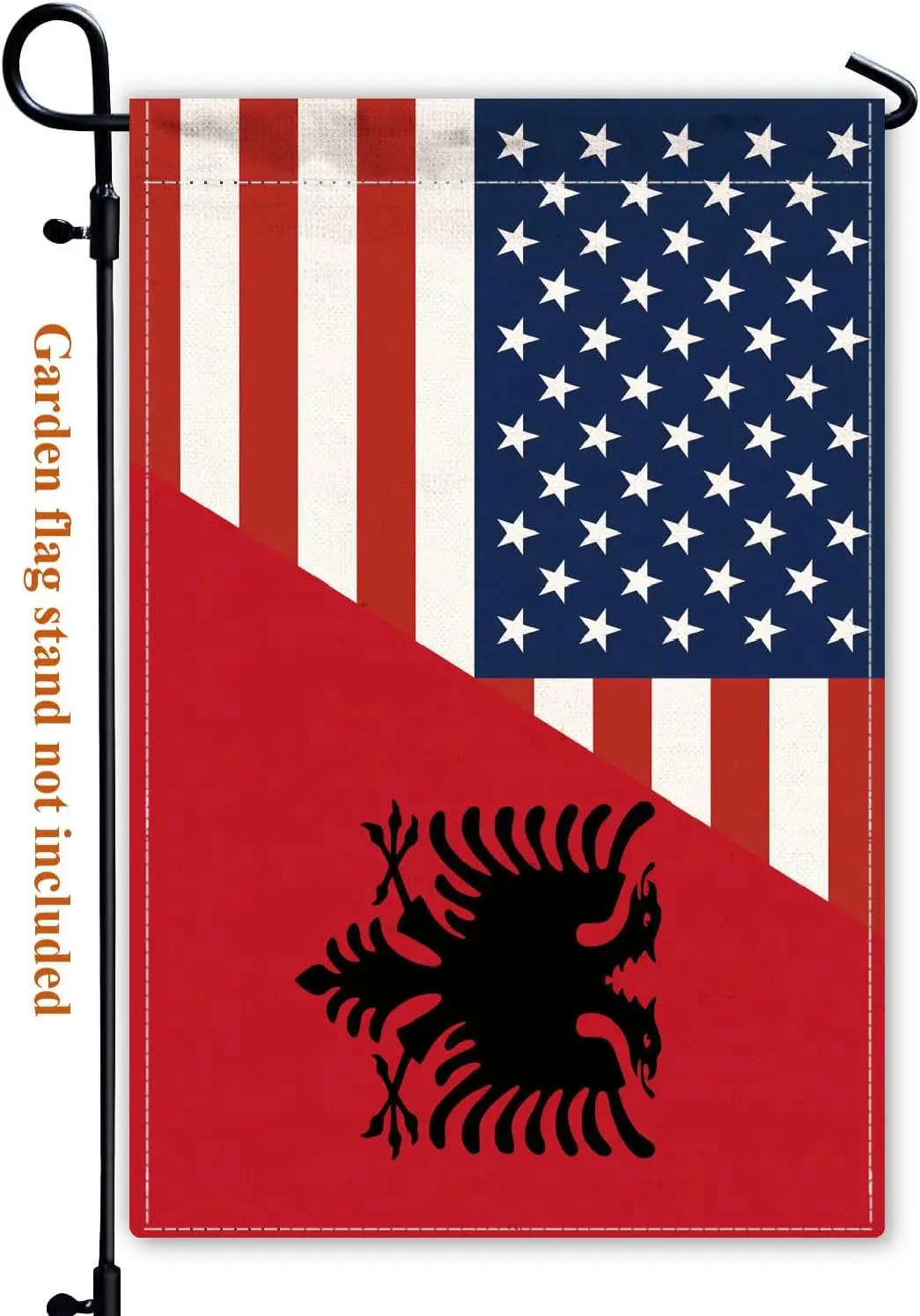 Albania USA Friendship Garden Flag,12x18 in Heavy Duty Albanian America US Outdoor Banner for Patio Yard with Double Side