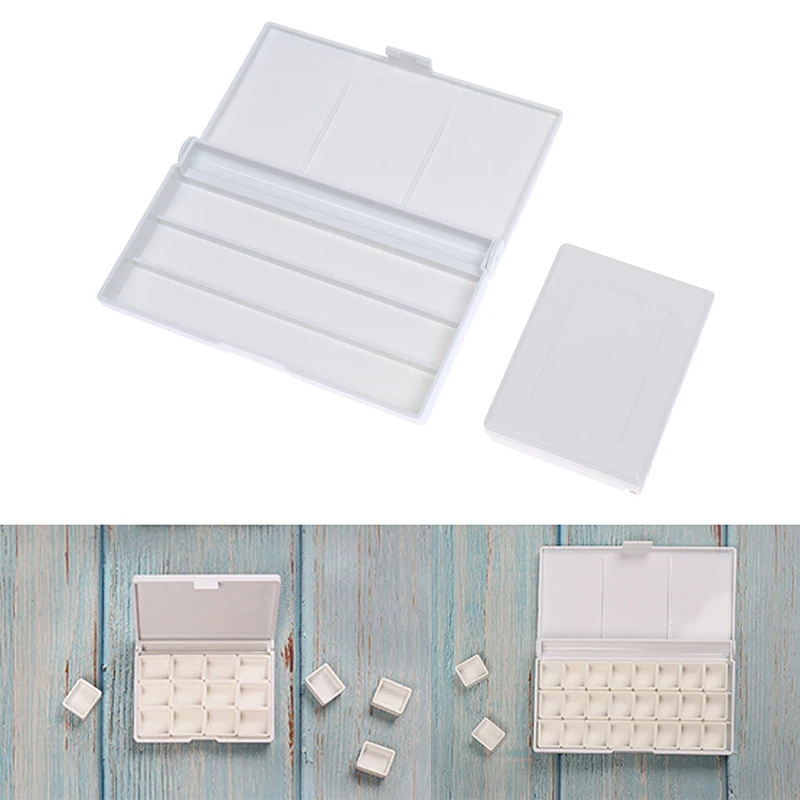 12/24Grid Watercolor Palette Empty Palette Painting Paint Tray Box for Watercolor Oil Acrylic Paints