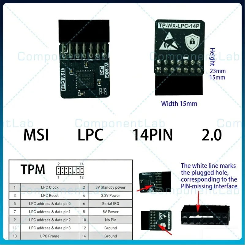 TPM Security Module TPM2.0 Module Trusted Computing for ASUS, MSI, GIGABYTE, ASRock，Supermicro
