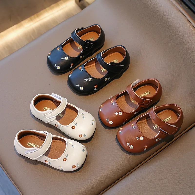 

Children's Leather Shoes Flower Children's Shoes Soft Bottom Dance Shoes for Baby Girls Autumn New Korean Style Kids Footwear