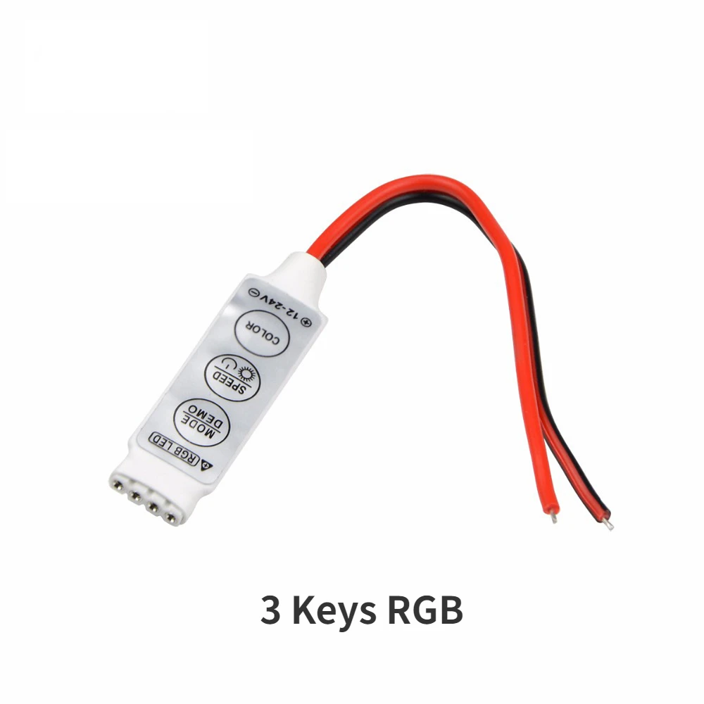 2PCS DC 12V 24V Mini 3 Keys Single Color Dimmer RGB LED Controller Brightness Dimmer Switch for LED 5050 3528 5630 Strip Light