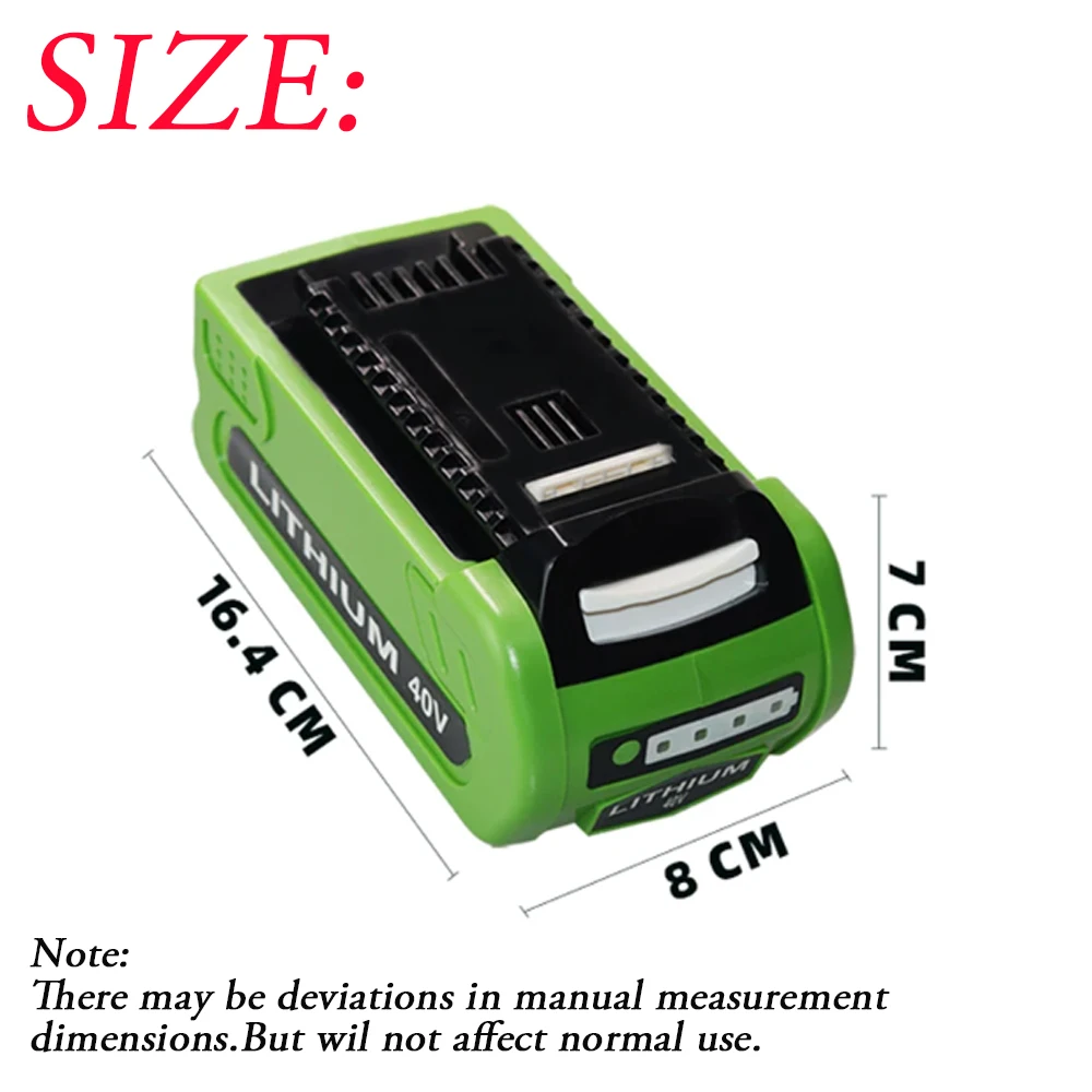 Imagem -04 - Bateria Recarregável do Lítio-íon Ferramentas Elétricas Apropriadas para Greenworks 29462 29472 29282g Gmax Máximo Cortador de Grama 40v 0.0ah 5000mah