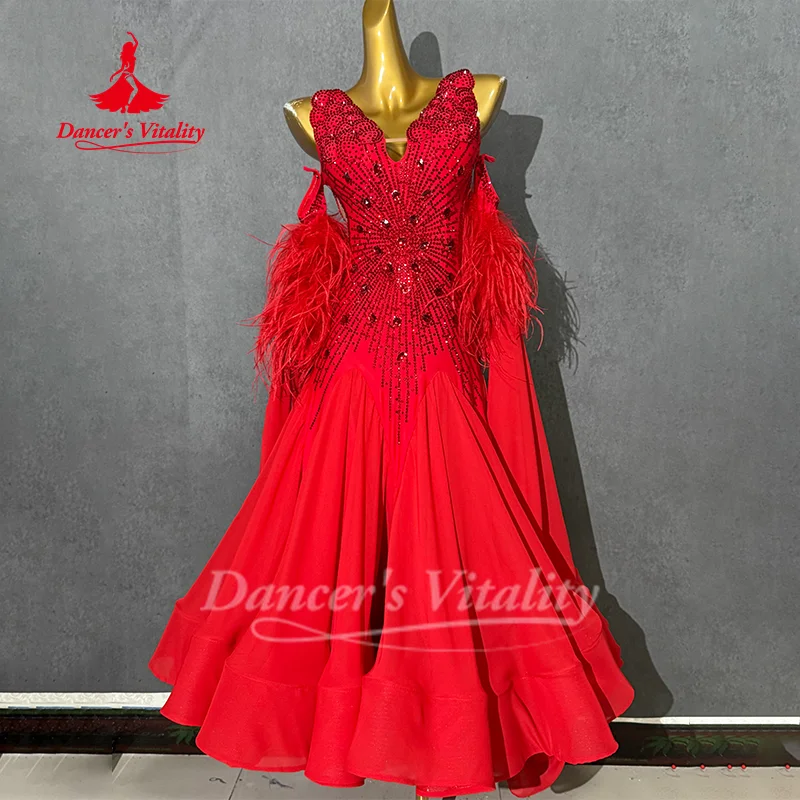 Modern Dancing Costumes for Women Customized Ballroom Dancing Waltz Competition Dresses Girl's Dance Hall Performance Clothing