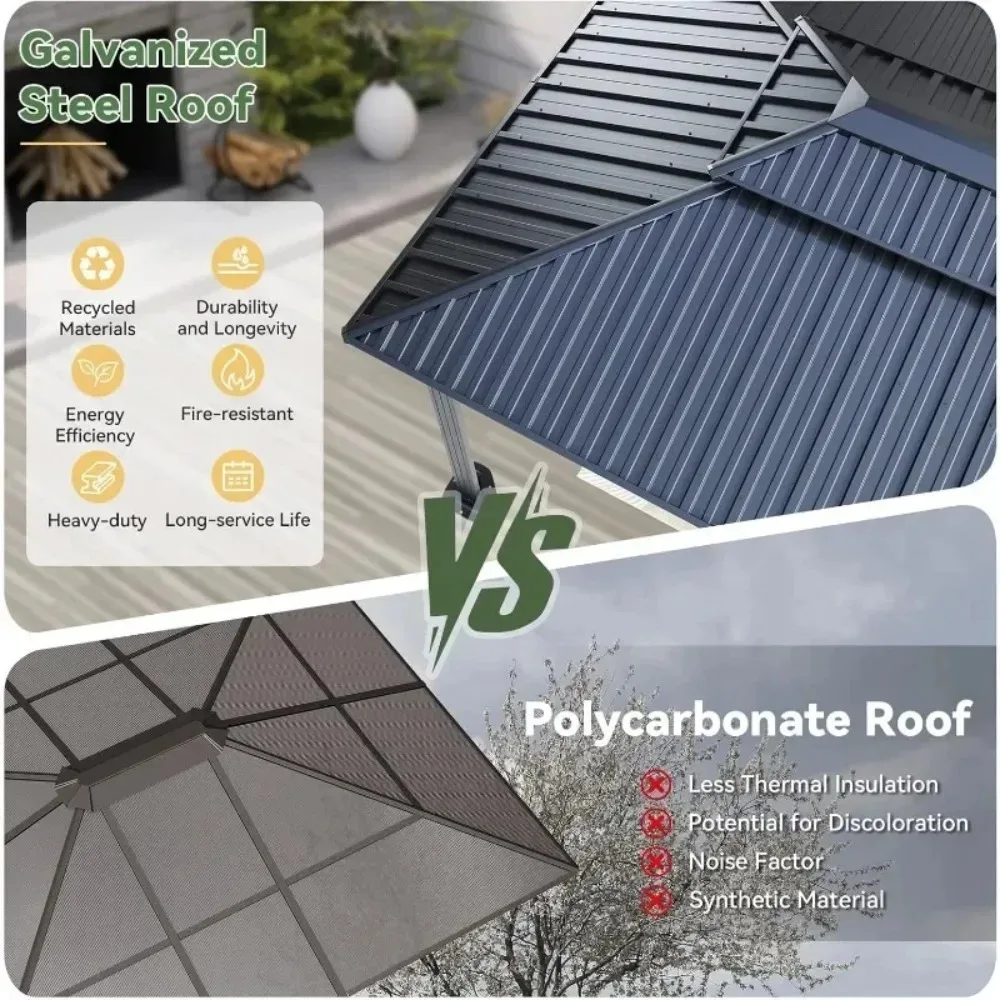 أكشاك مناسبة لجميع الأحوال الجوية مقاس 10 × 12 مع ستائر وإطار من الألومنيوم للسطح والساحة #3