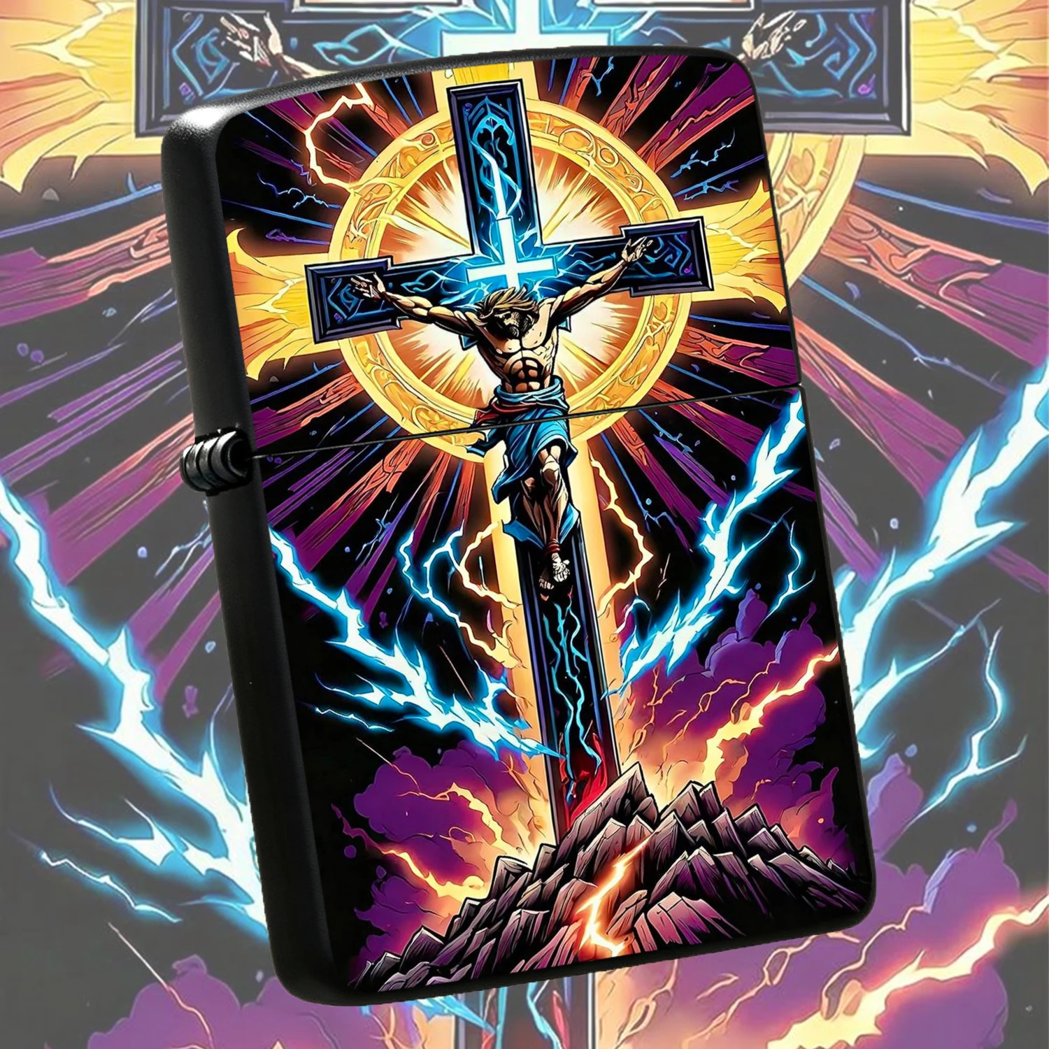 Stylish Comic-Style Jesus Cross Themed Portable Accessory, Trendy Distinctive Desktop Decor, Portable Daily Use Ornament, Ideal Exquisite Gift For Various Occasions, Unique Collectible Decorative Piece Suitable For All Scenarios You Need A